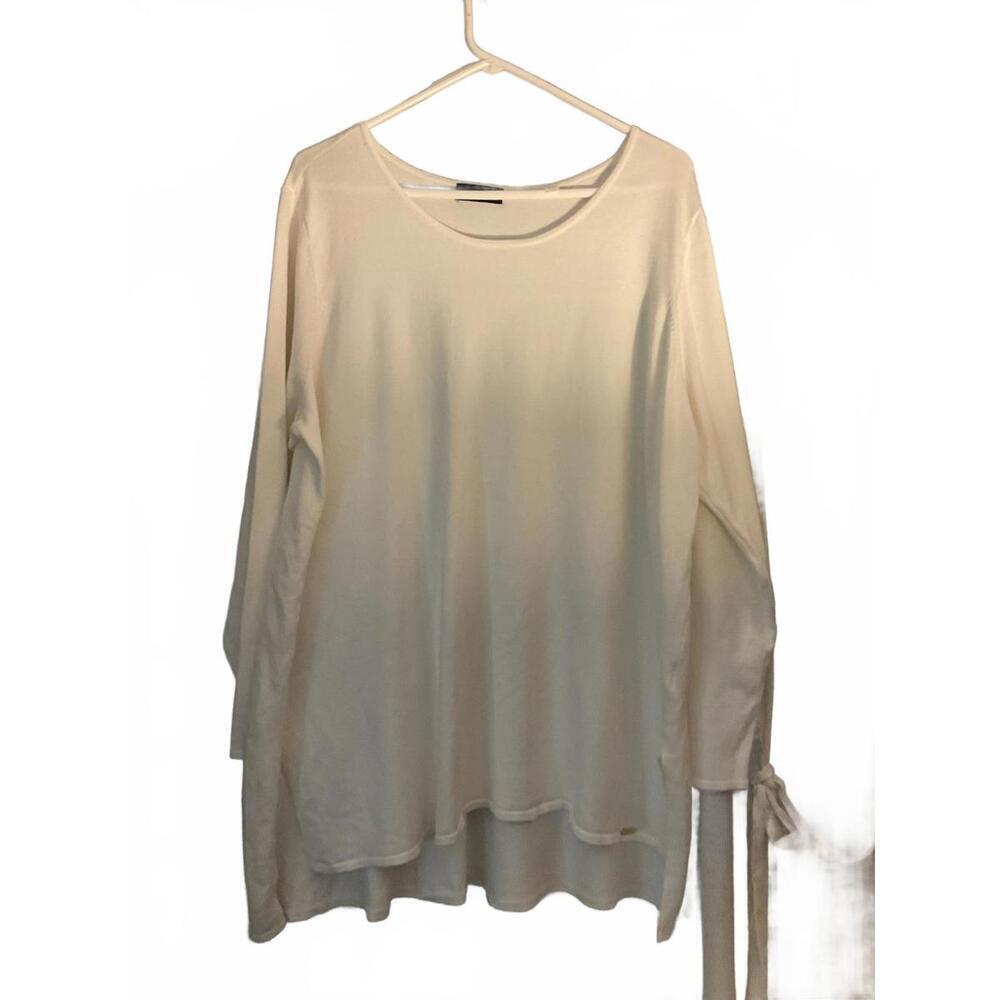 Tahari Long Sleeve Over Sized White Tunic Top 1X